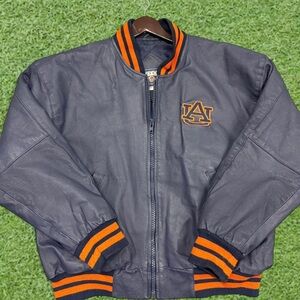 Vintage Auburn Tigers Leather Varsity Jacket Red Oak Sportswear Size L Y2K!